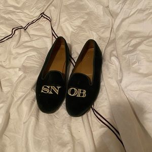 Stubbs and Wooten Green velvet loafers